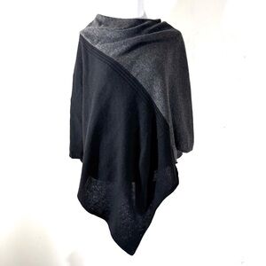 Celeste Wool Cashmere Blend Poncho color block grey black